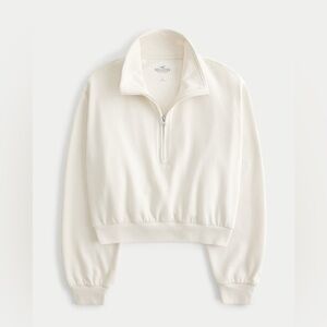 Hollister Cream Mini Half Split Sweater